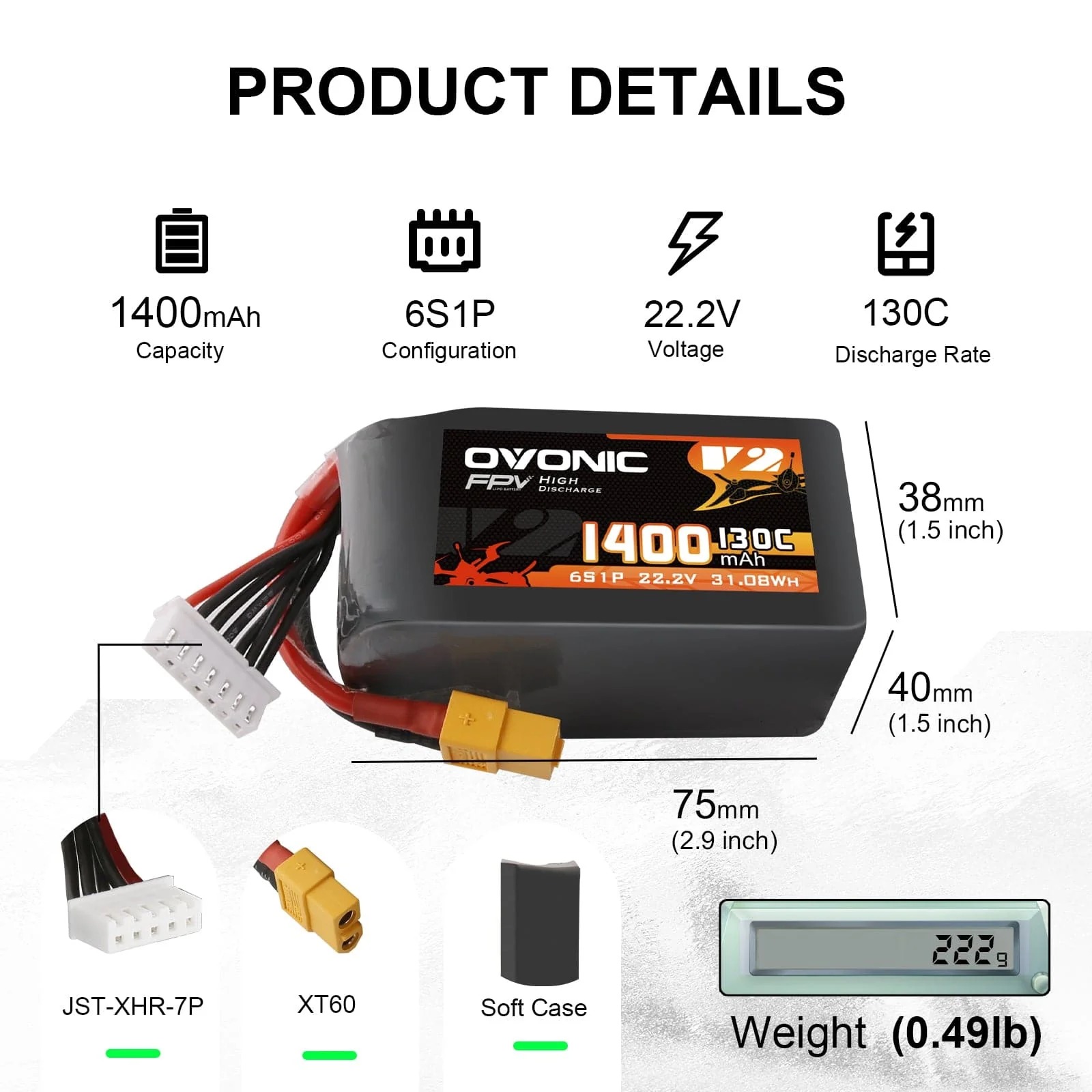 Ovonic 6S 1400mAh 130C LiPo Ba - огляд і ціна Drone Battery Bag