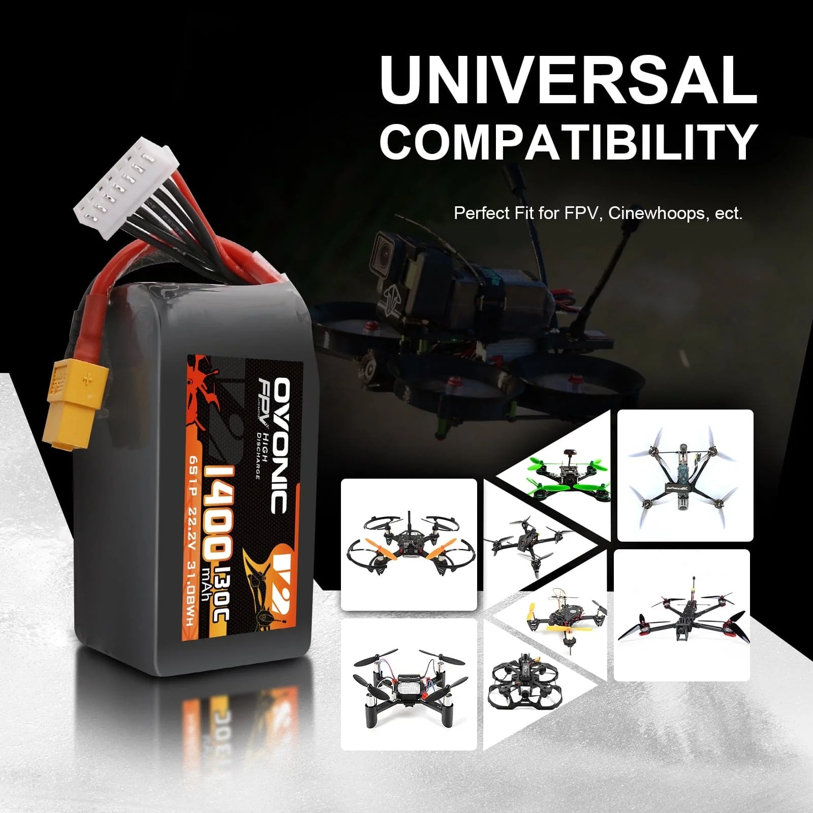 Ovonic 6S 1400mAh 130C LiPo Ba - огляд і ціна Drone Battery Bag