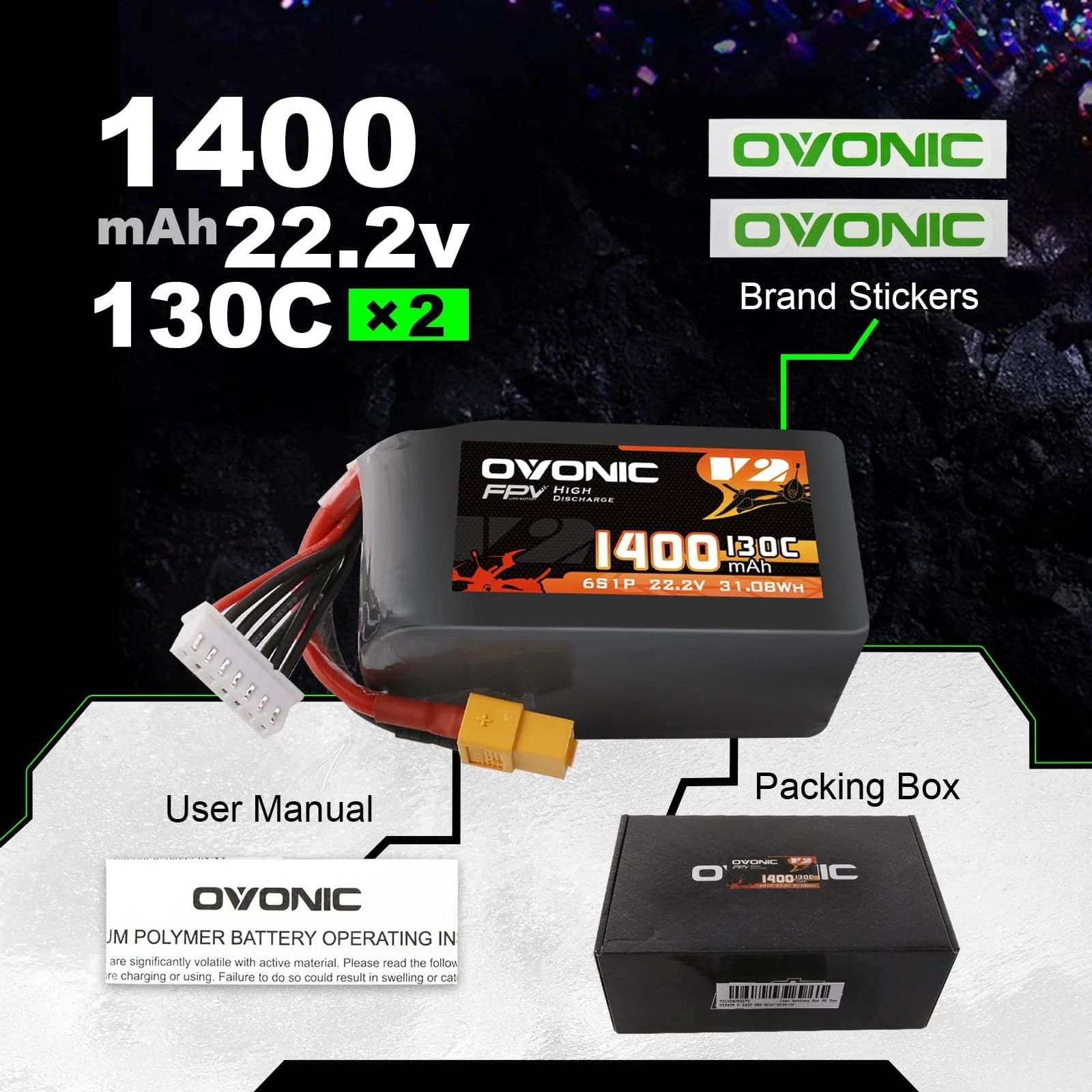 Ovonic 6S 1400mAh 130C LiPo Ba - огляд і ціна Drone Battery Bag